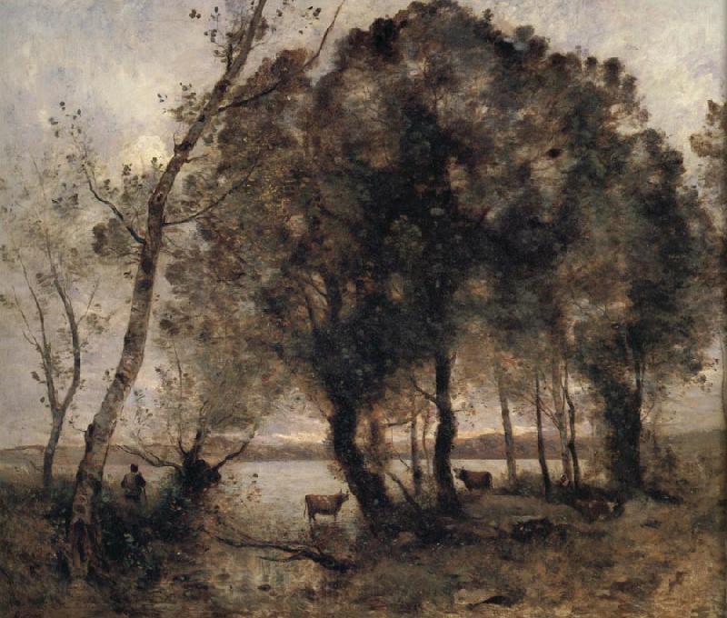 Jean Baptiste Camille  Corot The lake Spain oil painting art